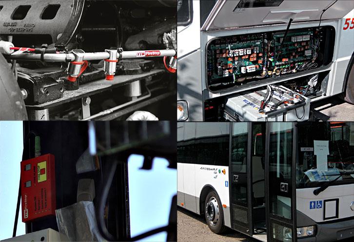 YTM FireStop sammutusjärjestelmä linja-autoihin